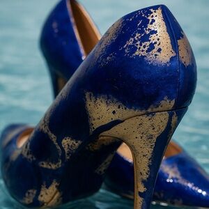 Blue Nude Art Paint High Heels
